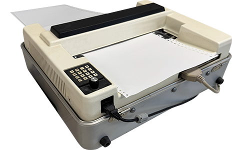 Picture of the Enabling Technologies Braille Express 150 that is used to emboss braille paper for documents.